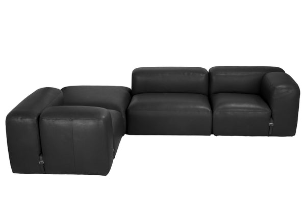 Augustus Modular Sofa, Left Corner, Santosa Matte Black Leather