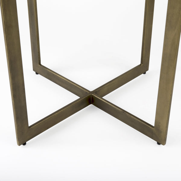 Faye I 48L x 48W x 30H Beige Finished Wood W/Gold Metal Base Square Dining Table