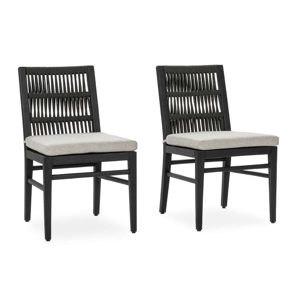 Westville Outdoor Dining Chair Set of 2 - Black Mahogany with Olefin Fabric