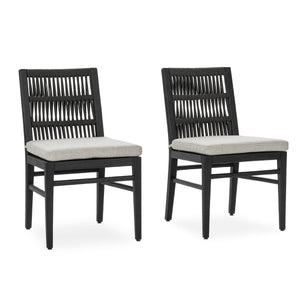 Westville Outdoor Dining Chair Set of 2 - Black Mahogany with Olefin Fabric