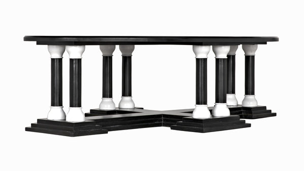 Desoto Coffee Table, Hand Rubbed Black and Solid White