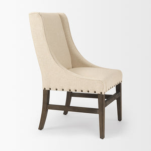 Kensington I  Cream Fabric and Solid Wood Dining Chair