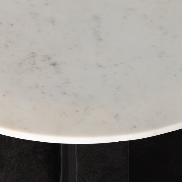 Terrell Round End Table In Plsh White