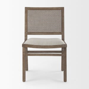 Wynn 20.5L x 24.6W x 34.1H Cream Upholstered Fabric W/Brown Wood Dining Chair