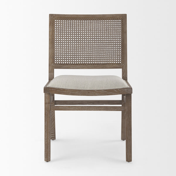 Wynn 20.5L x 24.6W x 34.1H Cream Upholstered Fabric W/Brown Wood Dining Chair