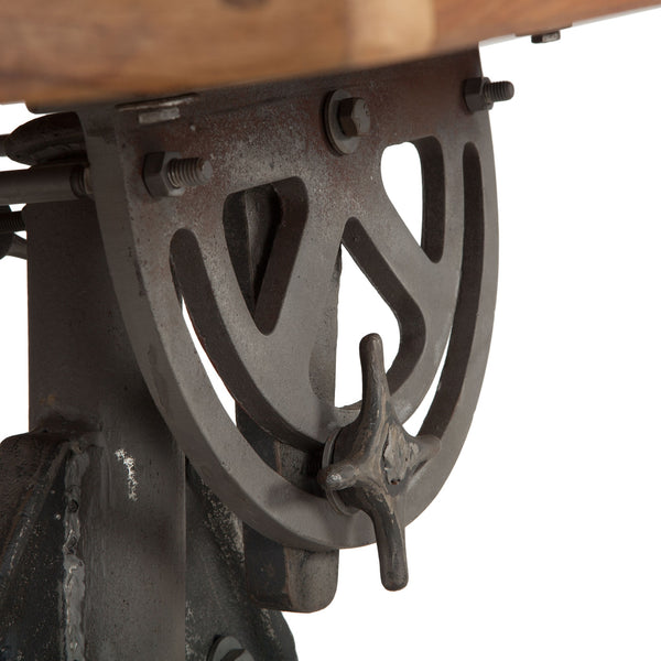 Industrial Loft 62-Inch Reclaimed Teak Wood Drafting Desk with Adjustable Crank