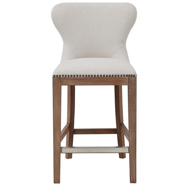 Dorsey Fabric Counter Stool Drift Wood Legs In Cardiff Cream 