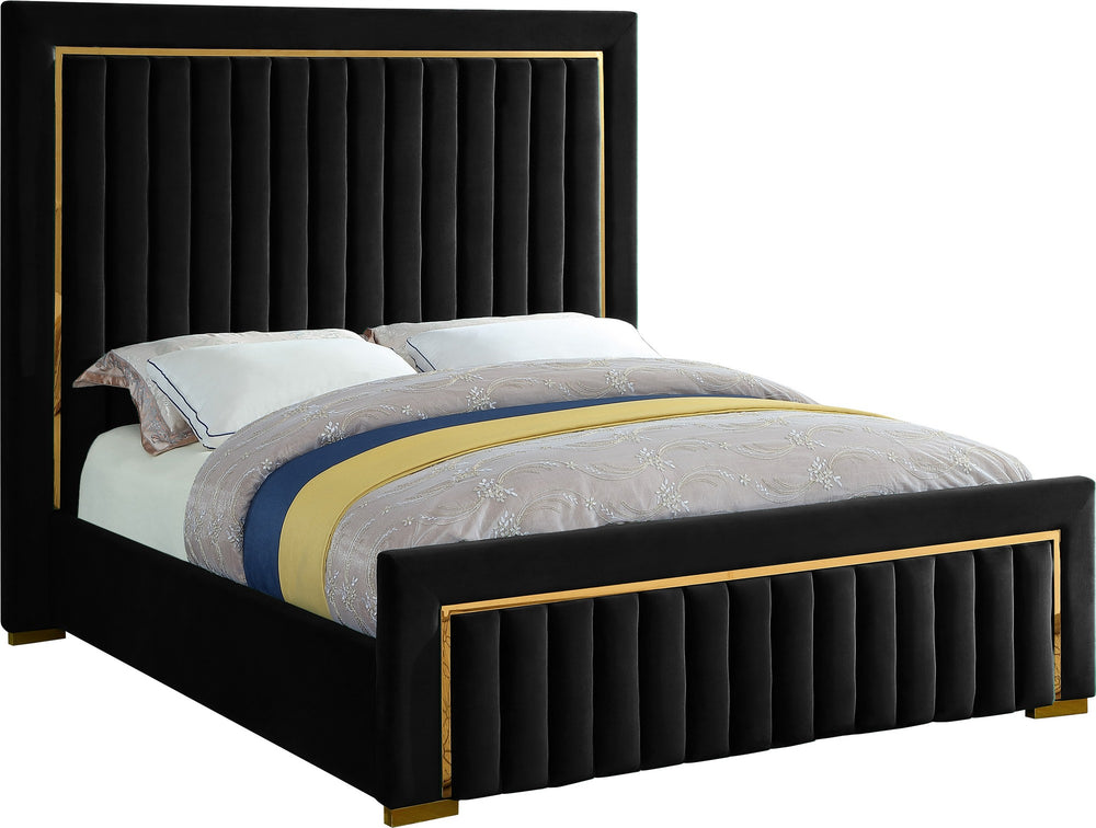 Benjamin Queen Bed In Black Velvet