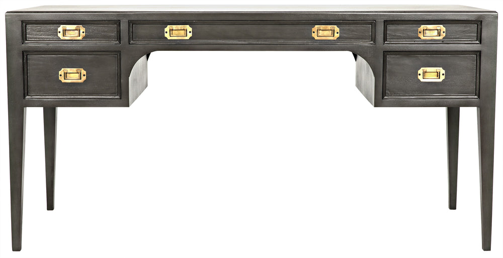 Africa Mahogany and Veneer Desk with Brass Pulls in Pale Finish