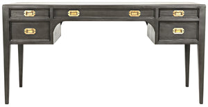 Africa Mahogany and Veneer Desk with Brass Pulls in Pale Finish