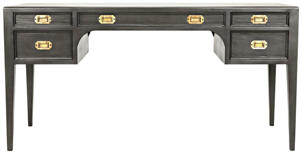 Africa Mahogany and Veneer Desk with Brass Pulls in Pale Finish