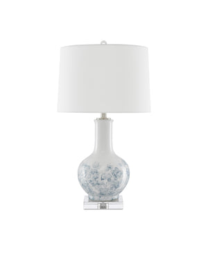 Myrtle Table Lamp In White & Blue & Clear & Polished Nickel