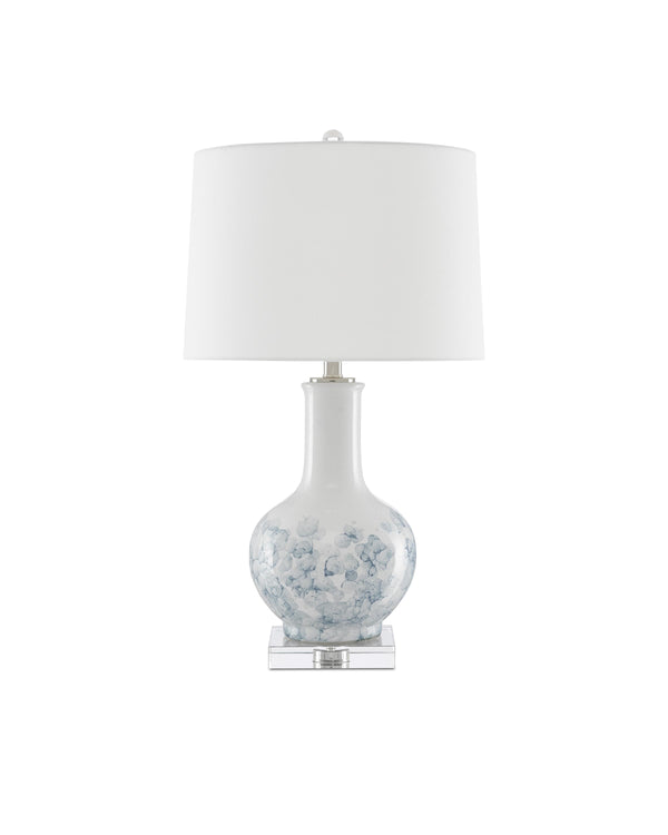 Myrtle Table Lamp In White & Blue & Clear & Polished Nickel