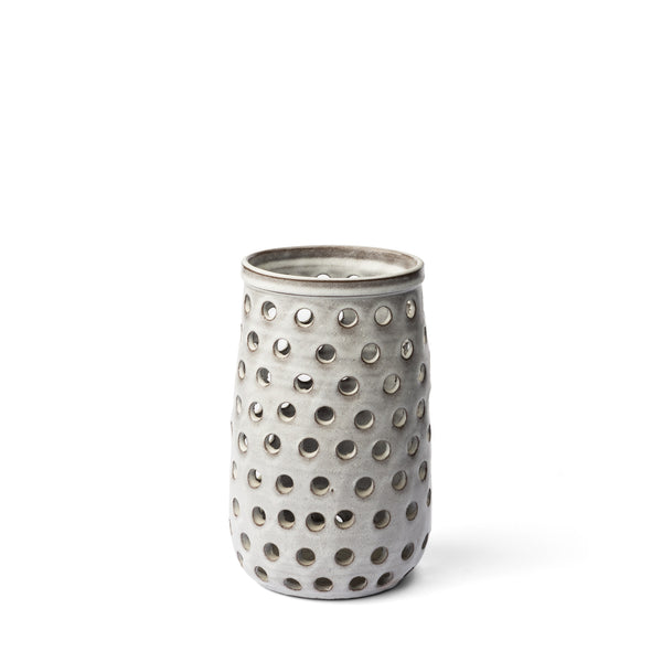 Canasta Small Rustic White Ceramic Cylindrical Vase