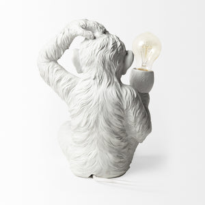 Simia (12"H) White Resin Playful Monkey Table Lamp