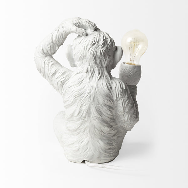 Simia (12"H) White Resin Playful Monkey Table Lamp