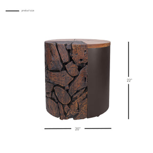 Brizo Reclaimed Teak Side/ End Table, Natural/Nightfall Black