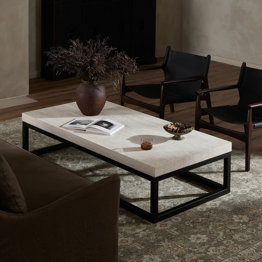 The 67' Rectangular Coffee Table in Travertine