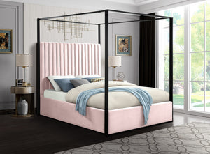 Daniel King Bed In Pink Velvet