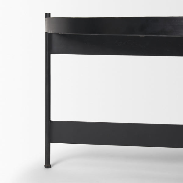 Wade Travertine Marble w/ Matte Black Metal Coffee Tables