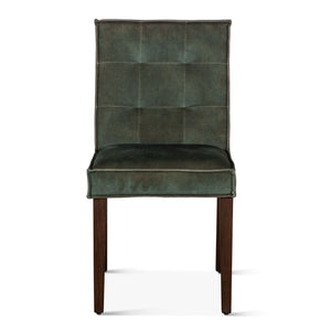 Madison Side Chair Green Velvet, Weathered Teak Legs