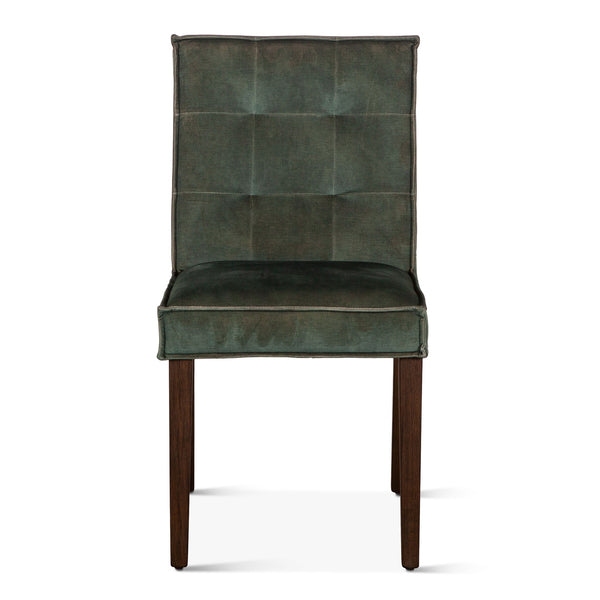 Madison Side Chair Green Velvet, Weathered Teak Legs