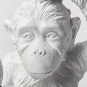 Simia (12"H) White Resin Playful Monkey Table Lamp