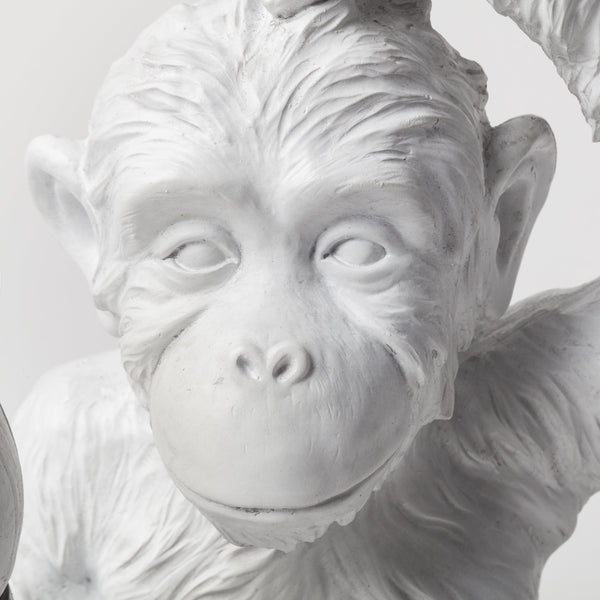Simia (12"H) White Resin Playful Monkey Table Lamp