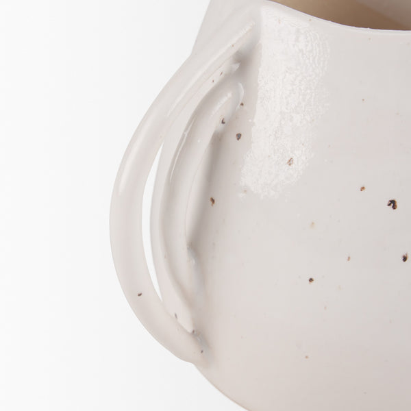 Urvi Short Off White Speckled Asymmetrical Ceramic Vase
