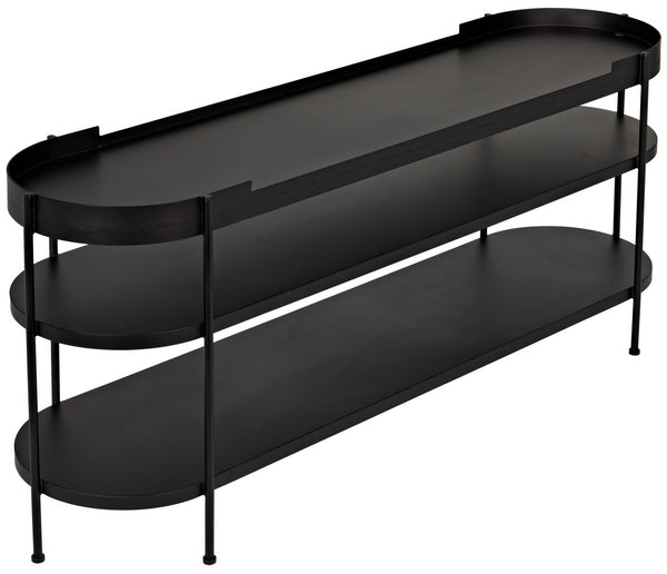 Cassio Console in Matte Black Industrial Steel