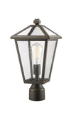 Talbot 1 Light Outdoor Post Mount Fixture in Rubbed Bronze Finish
