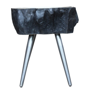 Anya KD Reclaimed Teak Side/ End Table, Natural/Black 