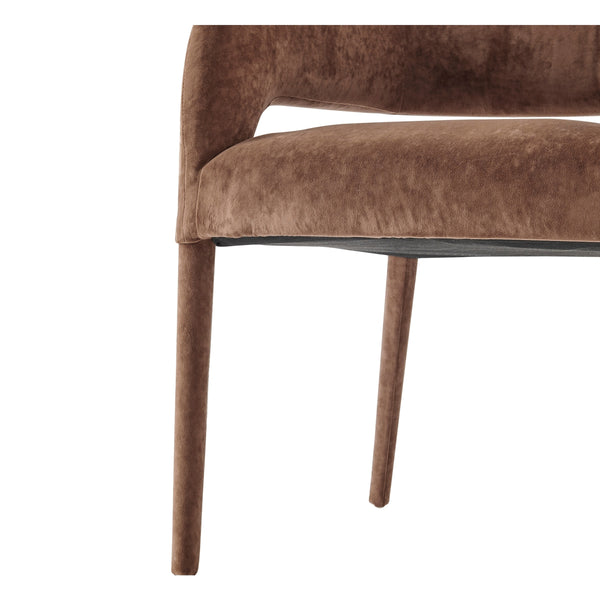 Lauryn Velvet Dining Side Chair, Dainty Dark Brown