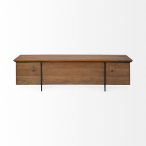 Maddox V Brown Solid Wood TV Stand Media Console with Storage, TV up to 85"