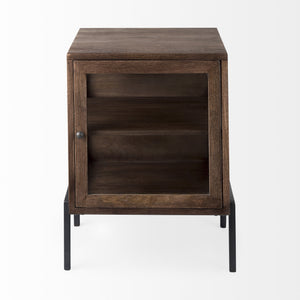 Arelius 20L x 18W x 26H  Medium Brown Wood W/ Black Metal Frame End/Side Table