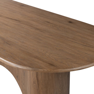 Olexey Oval Dining Table in Rubbed Light