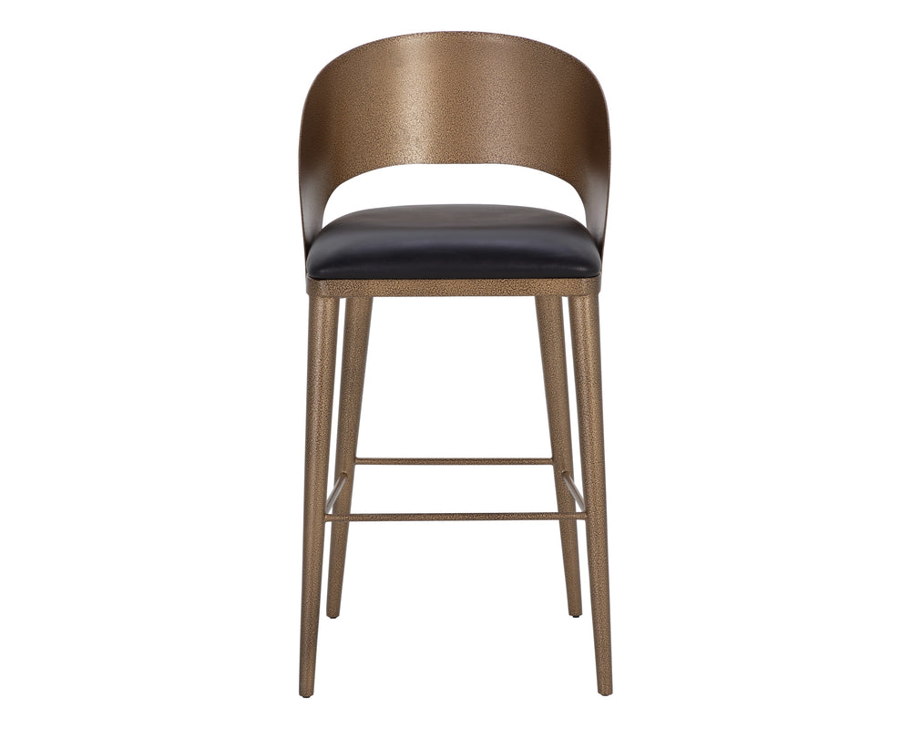 DEZIRAE BARSTOOL - ANTIQUE BRASS - CHARCOAL BLACK LEATHER