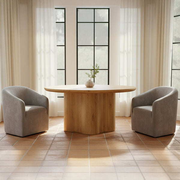 Sandy Rolling Dining Chair with Casters in Taupe