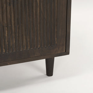 Tucker Dark Brown Wood w/ Carved Arch Pattern 2 Door Cabinet