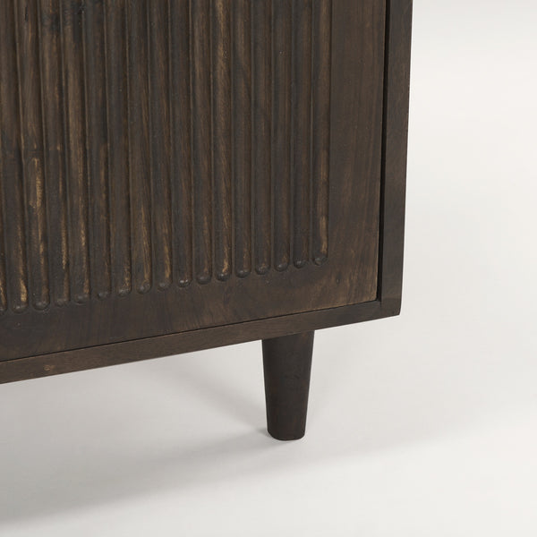 Tucker Dark Brown Wood w/ Carved Arch Pattern 2 Door Cabinet