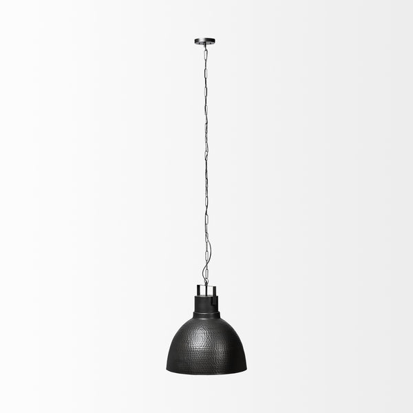 Minerva 19x22 Metallic Gray Hammered Detail Pendant Light