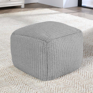 Performance Prism Outdoor Pouf - Handwoven Gray