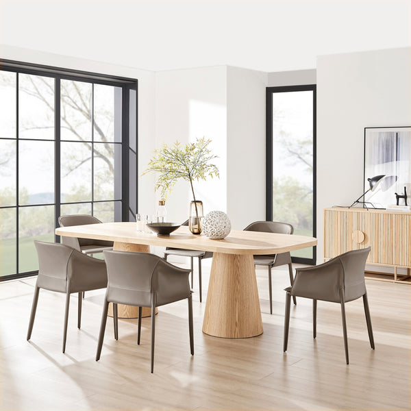 Callie Recycled Leather Dining Arm Chair, Light Mocha