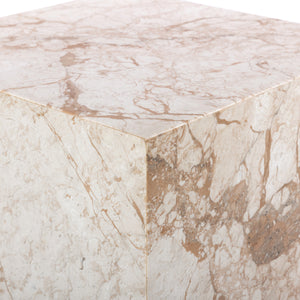Modern Marble Plinth End Table in Desert Type
