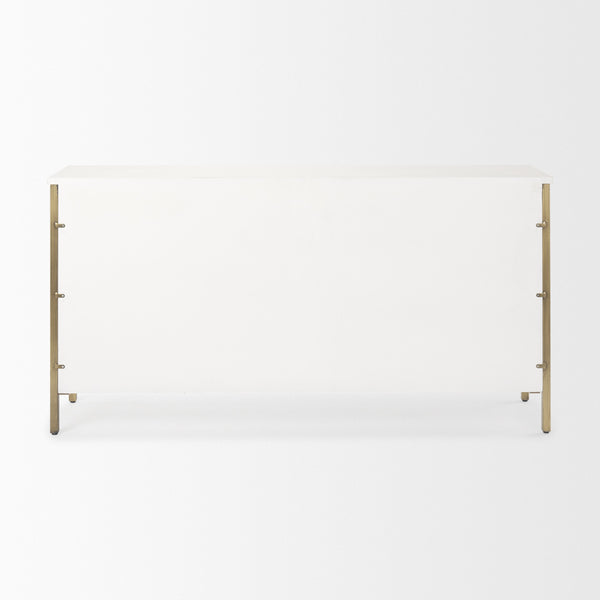 Savannah White Fir Veneer w/ Gold Metal Accents 6-Drawer Sideboard