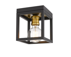 Kube 1 Light Flush Mount in Bronze + Olde Brass Finish