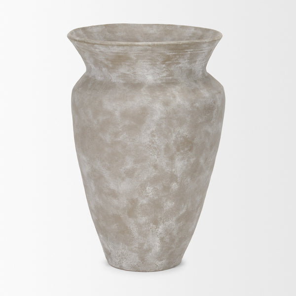 Utari Tall Gray Brown w/ White Detailing Ceramic Floor Vase