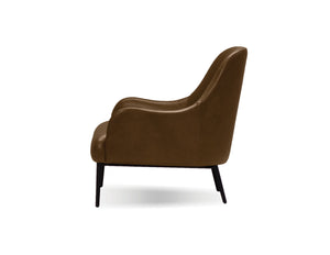 Swoon Lounge Chair in brown leather and black legs