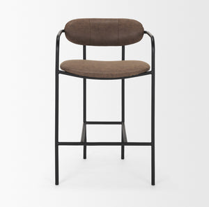 Parker Muted Brown Faux Leather w/ Black Metal Counter Stool