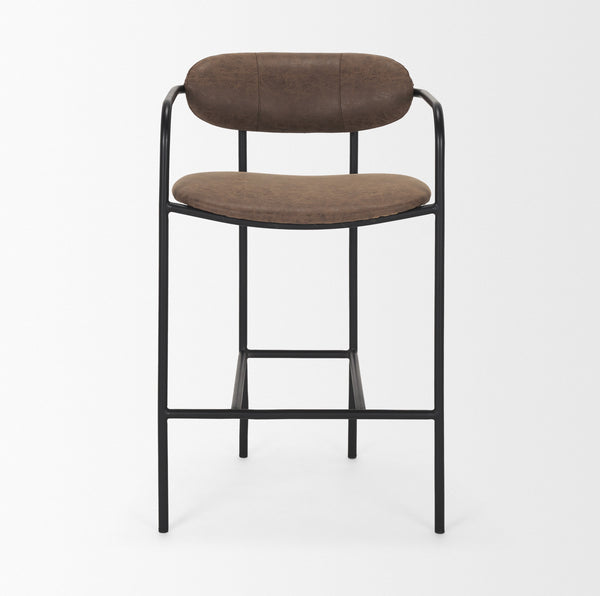 Parker Muted Brown Faux Leather w/ Black Metal Counter Stool